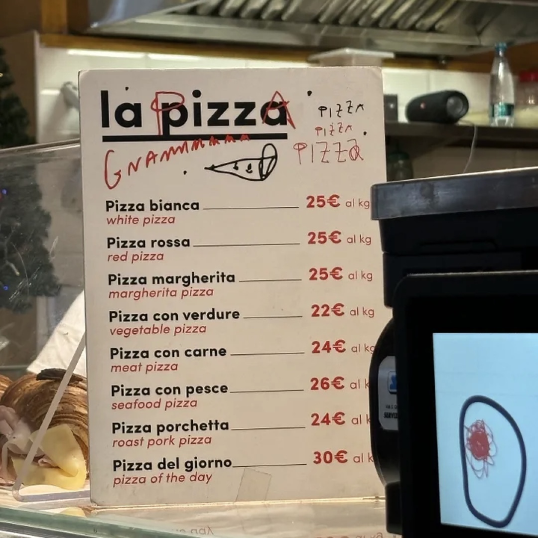 Pizza Menu by weight