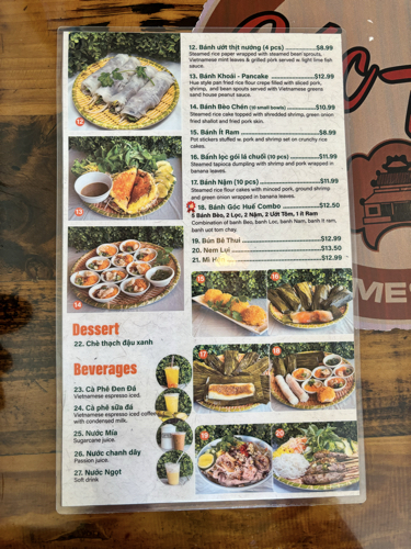 Góc Huế Menu