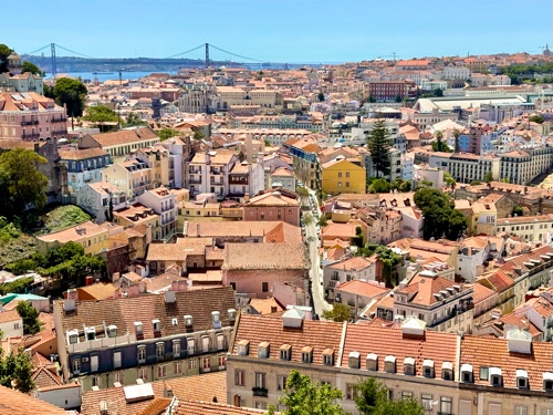 A view of Lisbon from a hill top