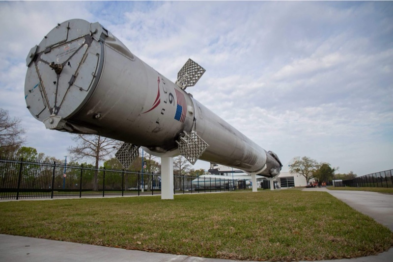 A decommissioned Falcon 9 from SpaceX at Space Center Houston