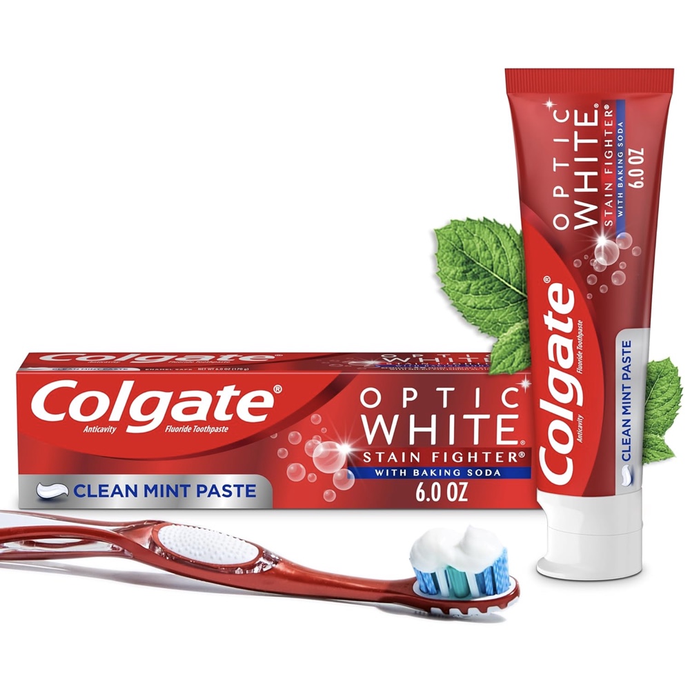 Colgate Optic White Stain Fighter with Baking Soda Whitening Toothpaste