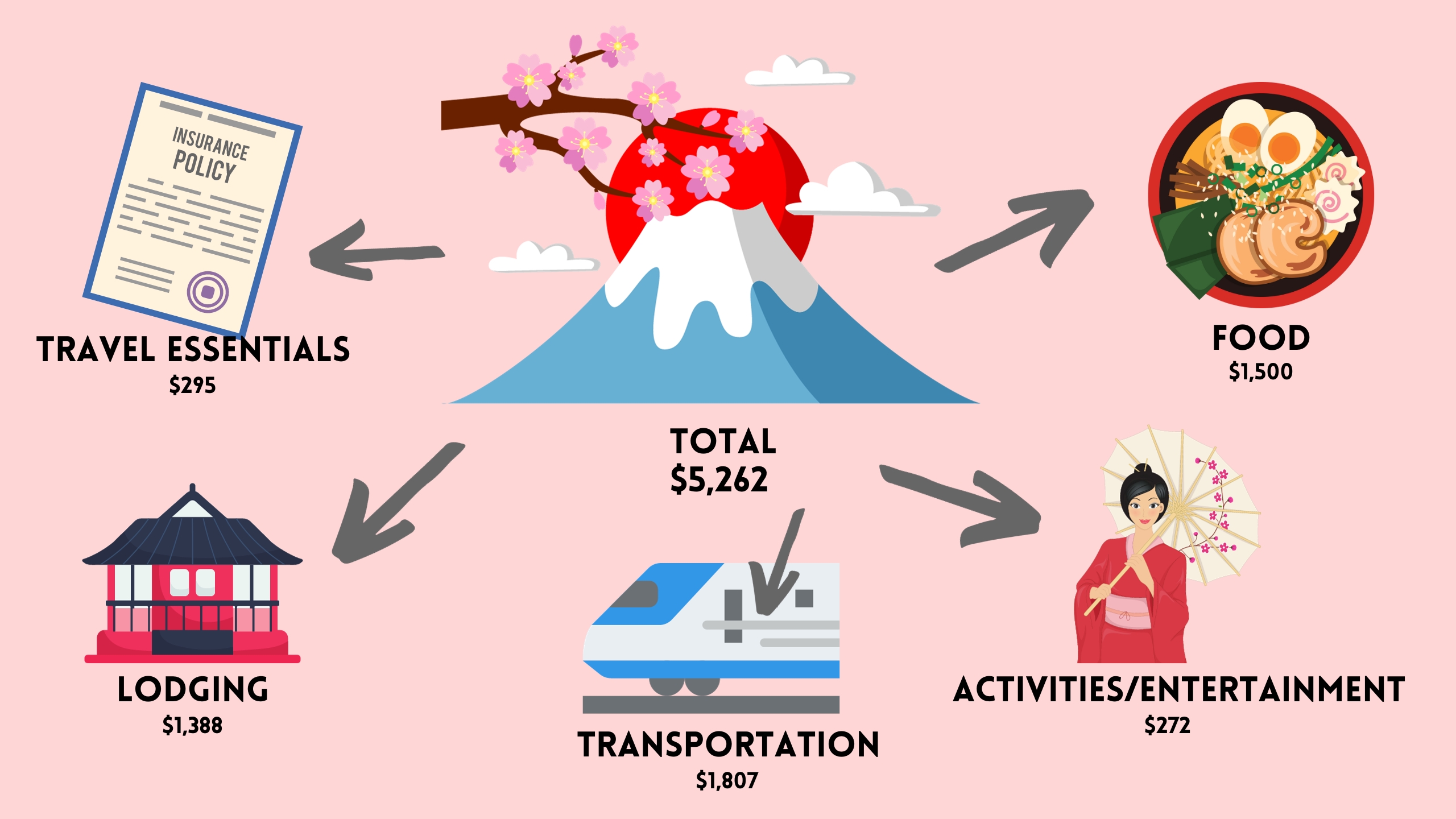 Expense breakdown of our trip to Japan